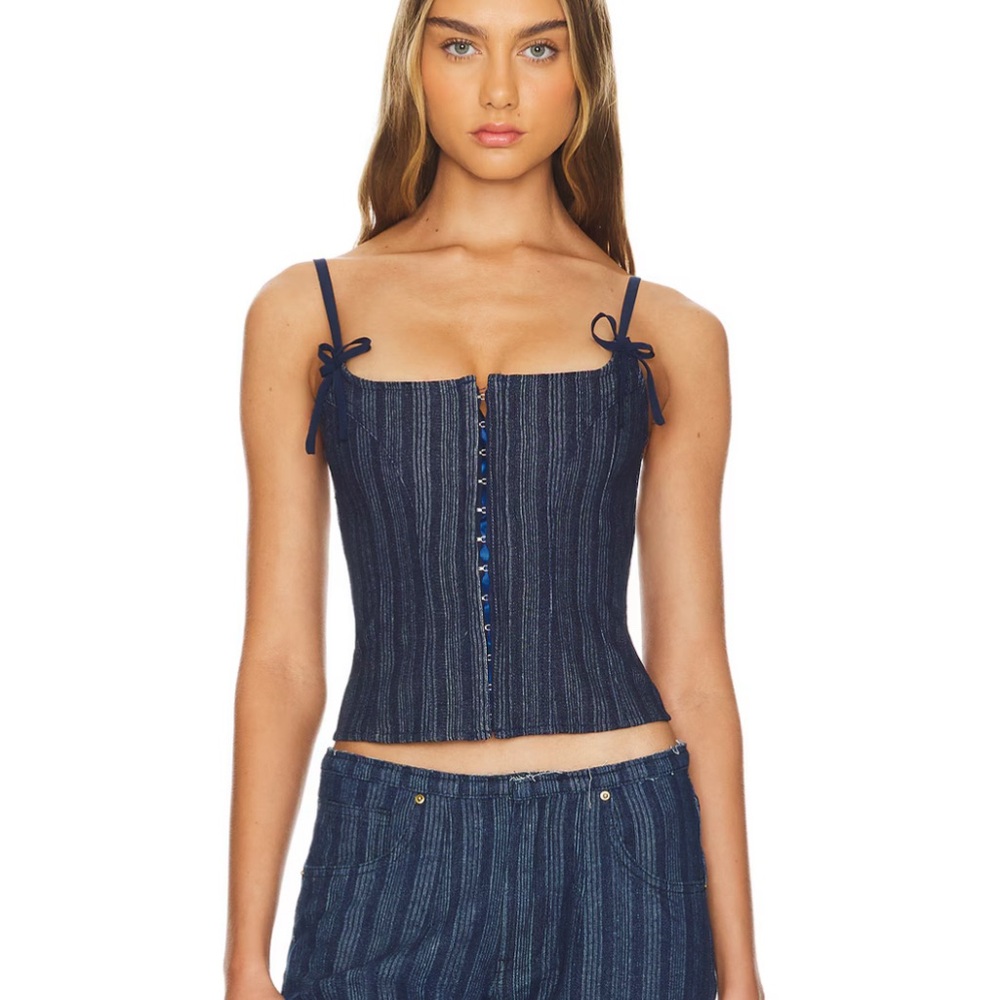 Blue Striped Corset Top